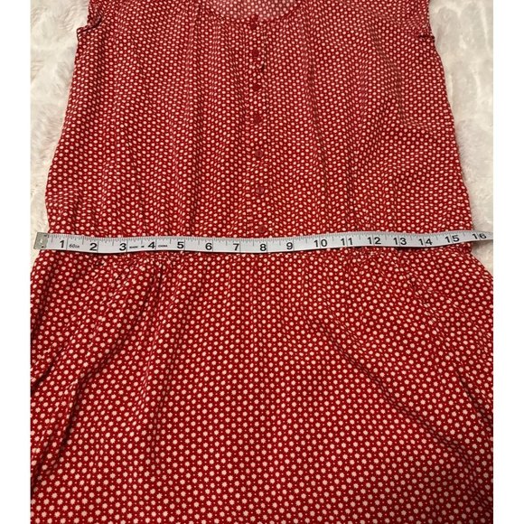 Gap Blouson Stretch Dress Red w/Side Pockets Geometric 100% Rayon Junior Size M - Picture 12 of 15